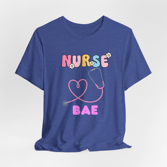 Nurse Bae Tee — Cute Pastel Stethoscope T‑Shirt for Nurses