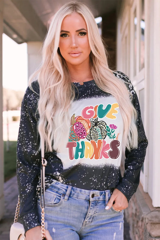 Give Thanks Graphic Long Sleeve T-Shirt