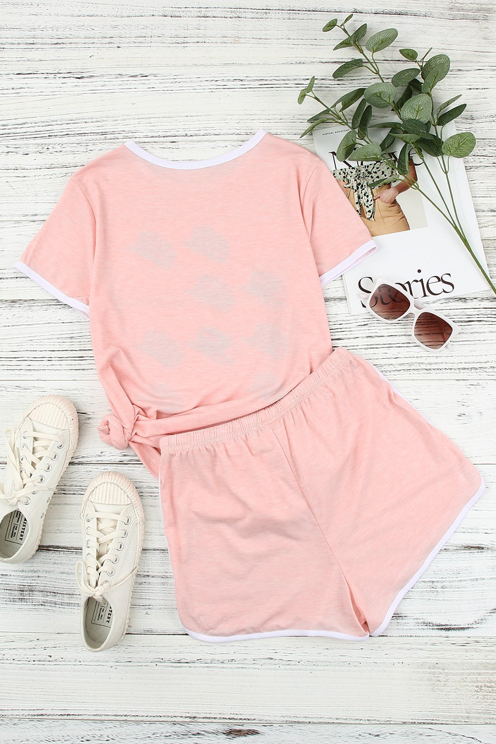 Pink Cowgirl Graphic Tee and Drawstring Shorts Loungewear Set