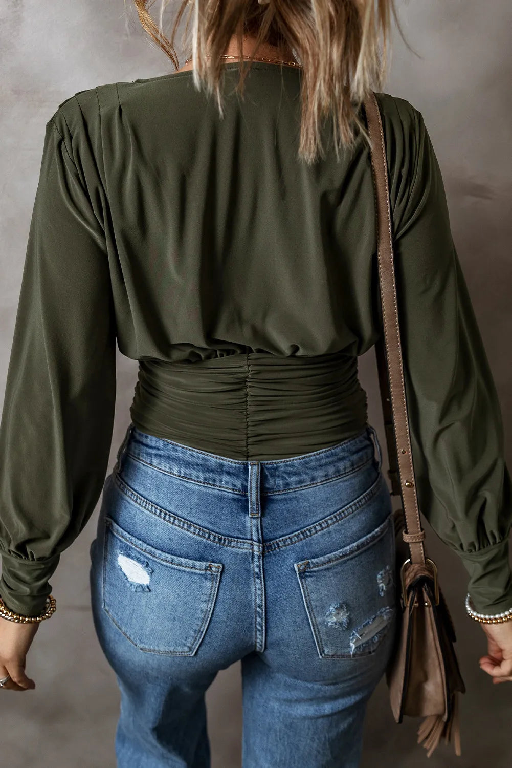 Army Green Long Sleeve Bodysuit