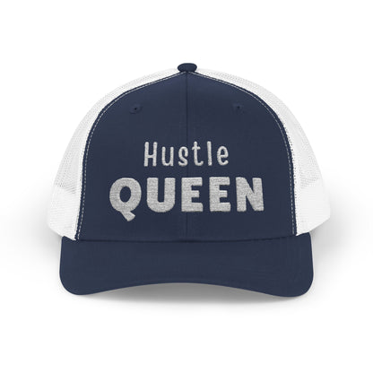 Distressed Hustle Queen Snapback Trucker Cap — Baseball Hat for Boss Women