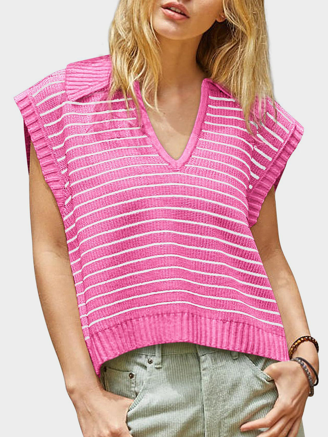 Womens Striped Sweater Vest