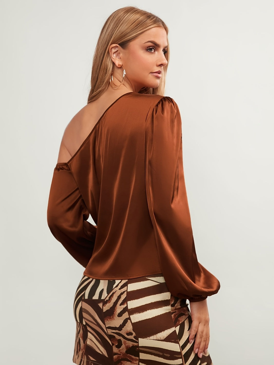 Womens One Shoulder Long Sleeve Blouse