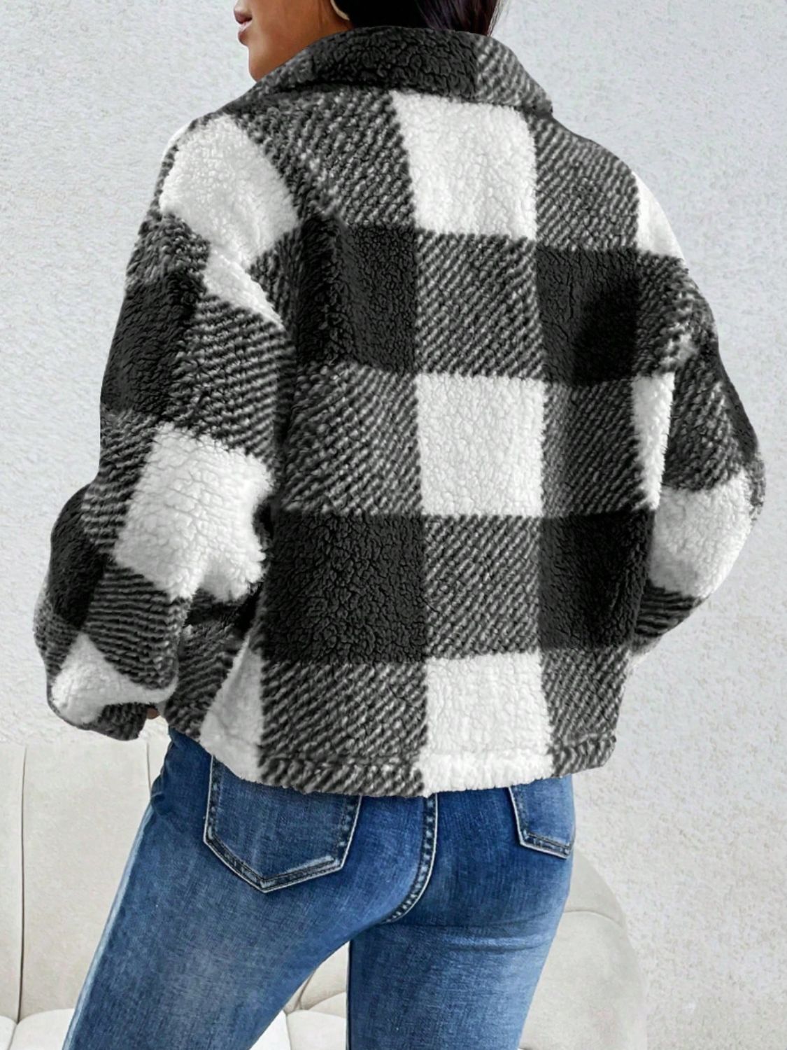 Womens Plaid Long Sleeve Jacket