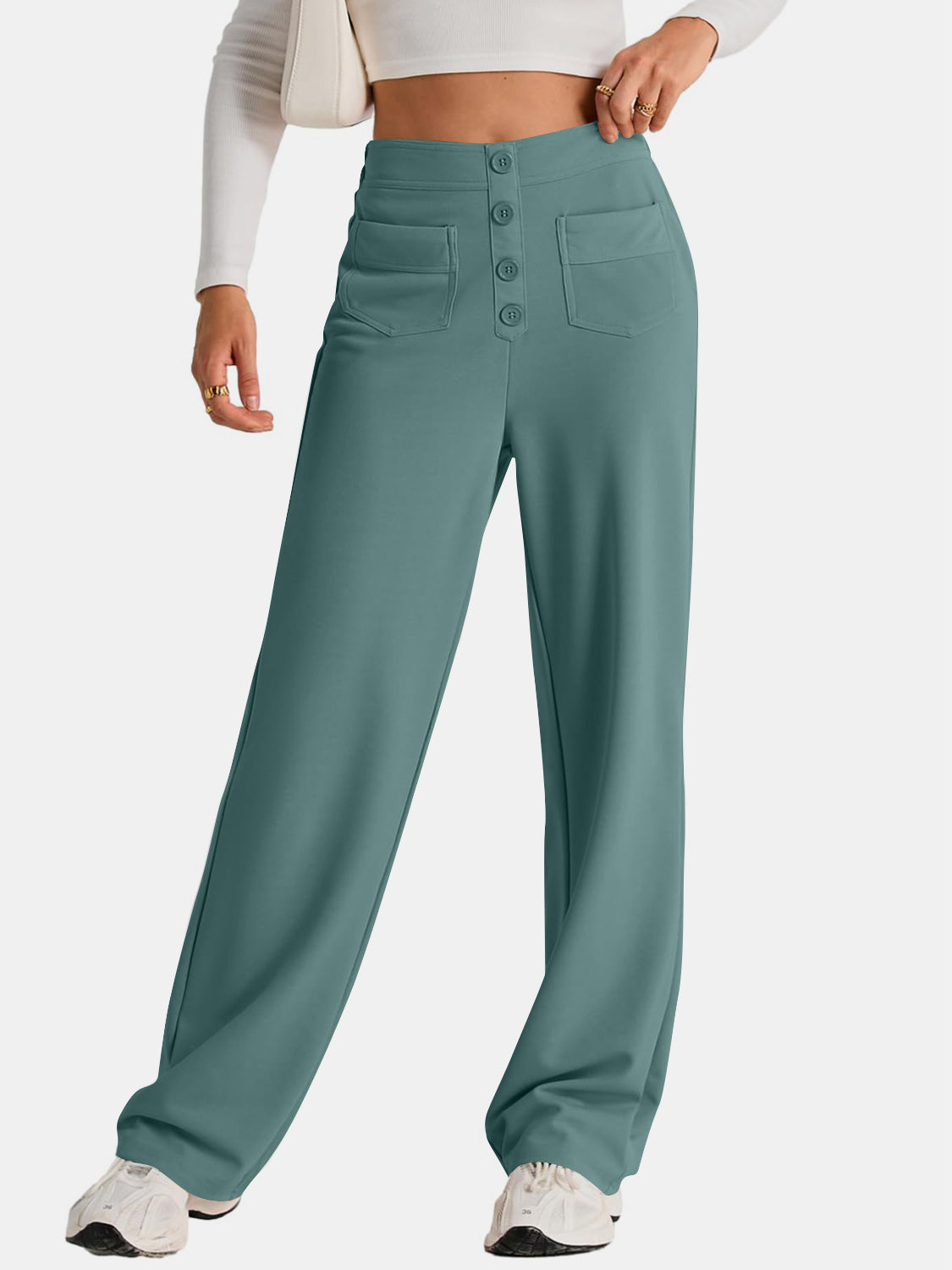 Womens High Waist Wide Leg Pants