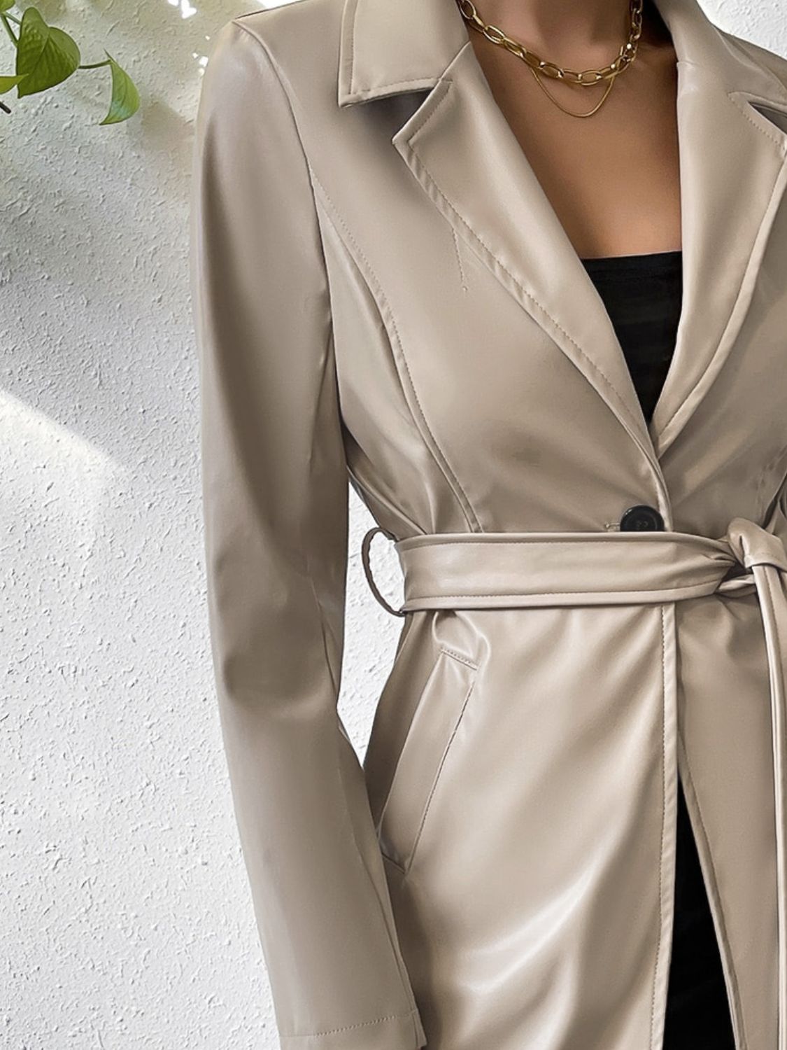 Leather Tied Trench Coat