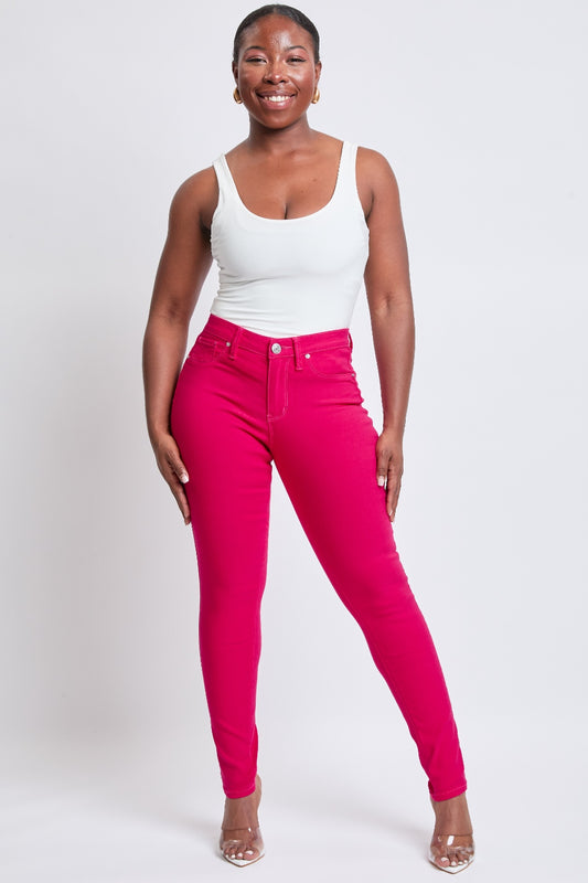 Womens Pink Mid-Rise Skinny Jeans