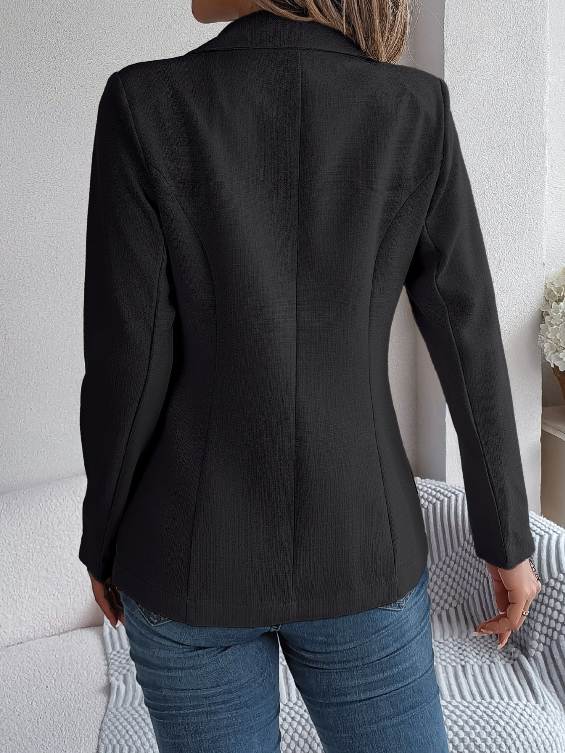 Womens Pocket Flap Lapel Collar Long Sleeve Blazer