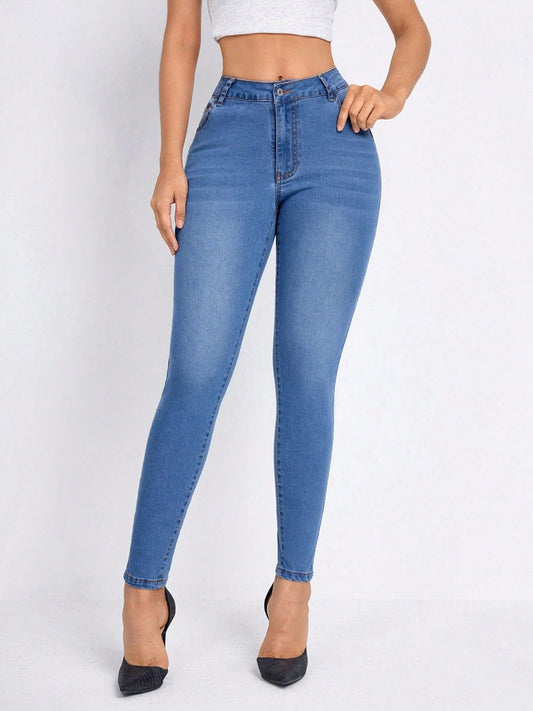 Womens High Rise Skinny Jeans with Pockets