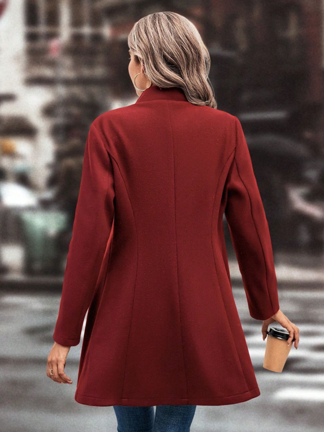 Womens Button Up Long Sleeve Coat