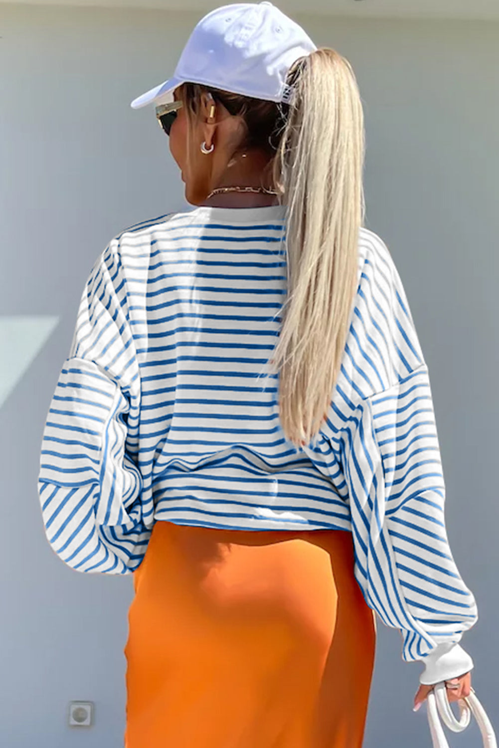 Womens Striped Long Sleeve Sweatshirt