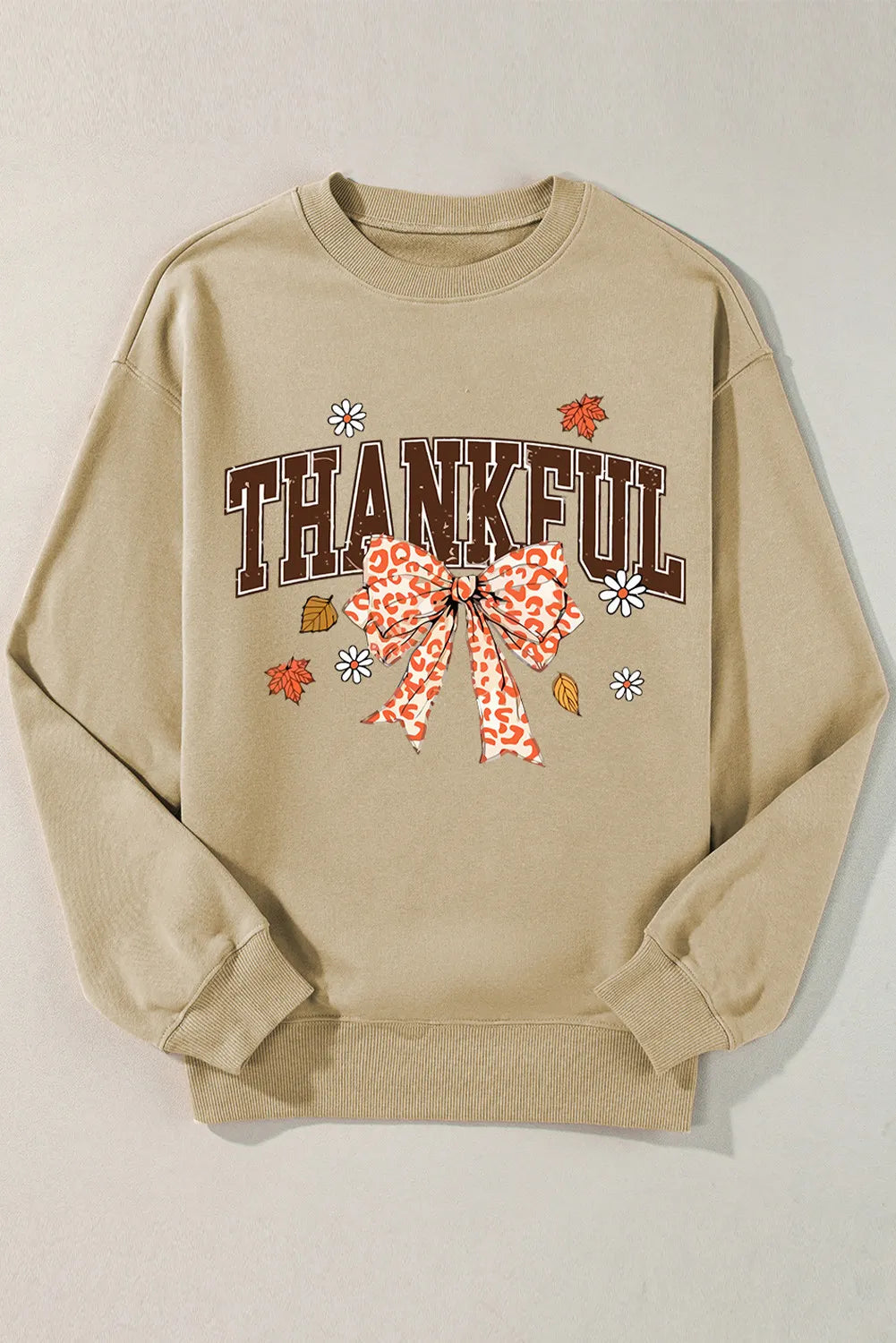 THANKFUL Bow Long Sleeve Sweatshirt