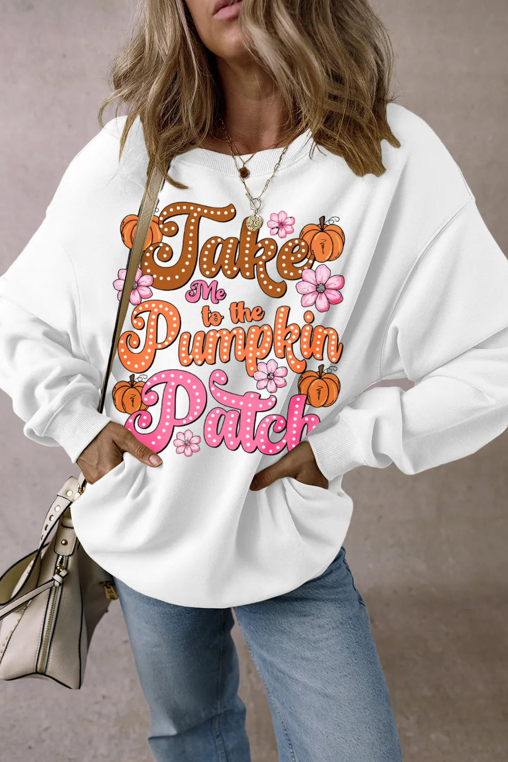 Pumpkin Patch Graphic Long Sleeve Sweatshirt