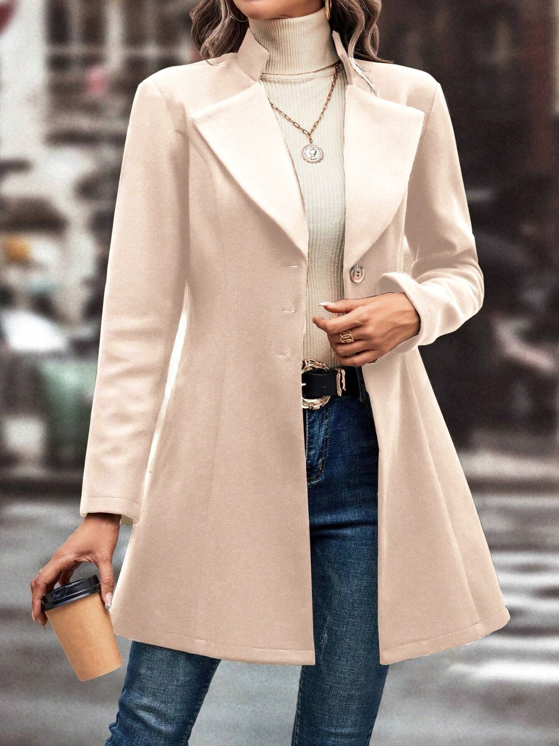 Womens Long Sleeve Longline Coat