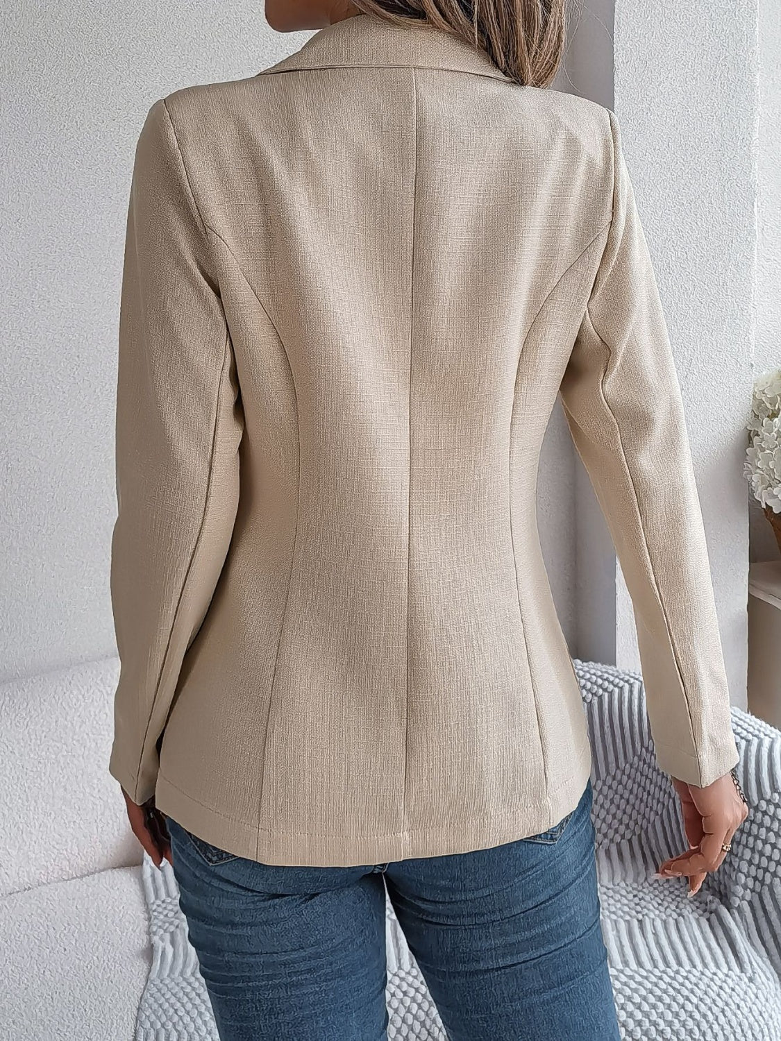 Womens Pocket Flap Lapel Collar Long Sleeve Blazer