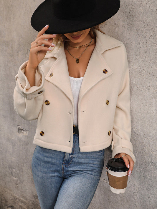 Sandy Button Up Collared Neck Long Sleeve Jacket