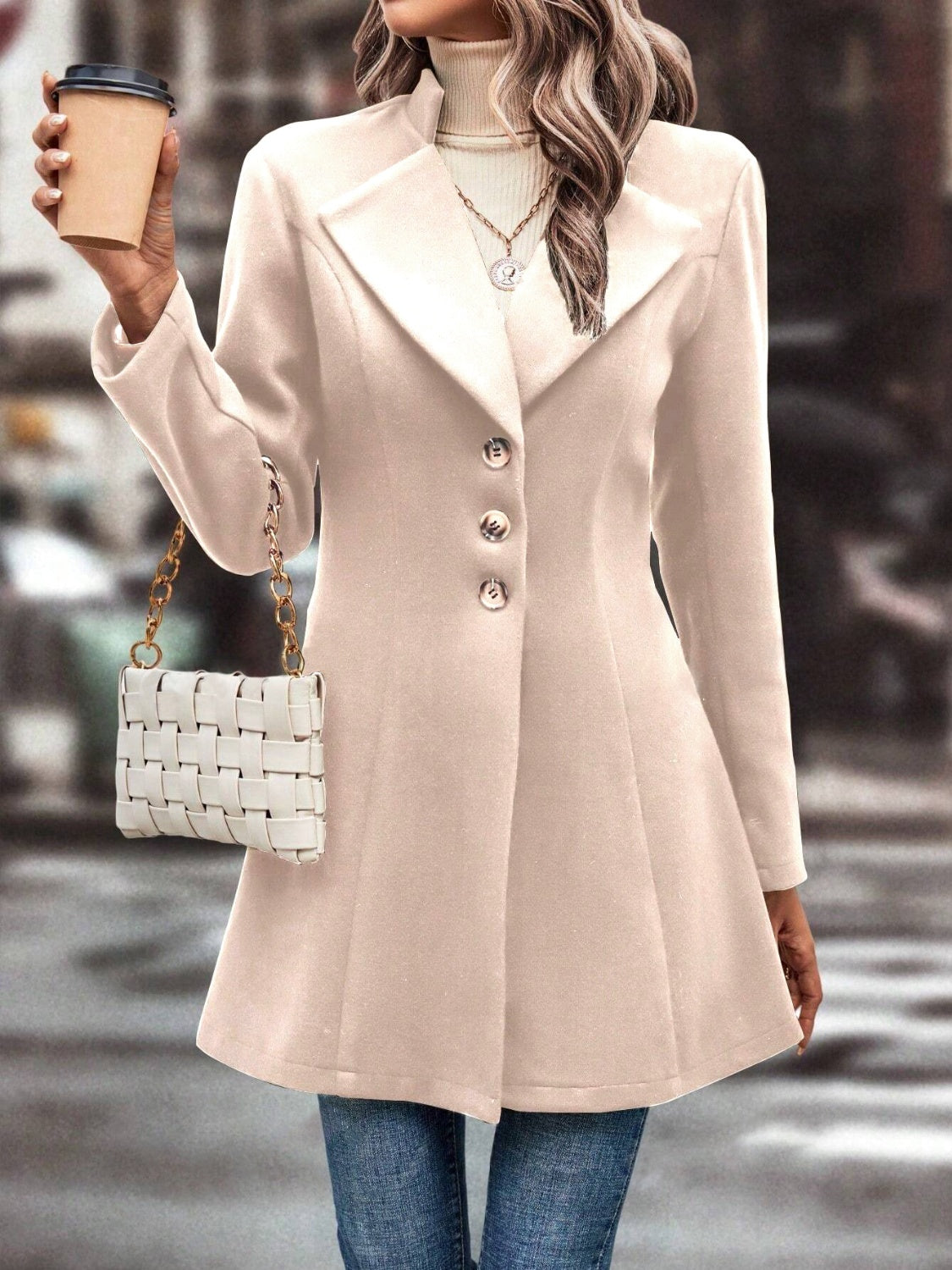 Womens Long Sleeve Longline Coat