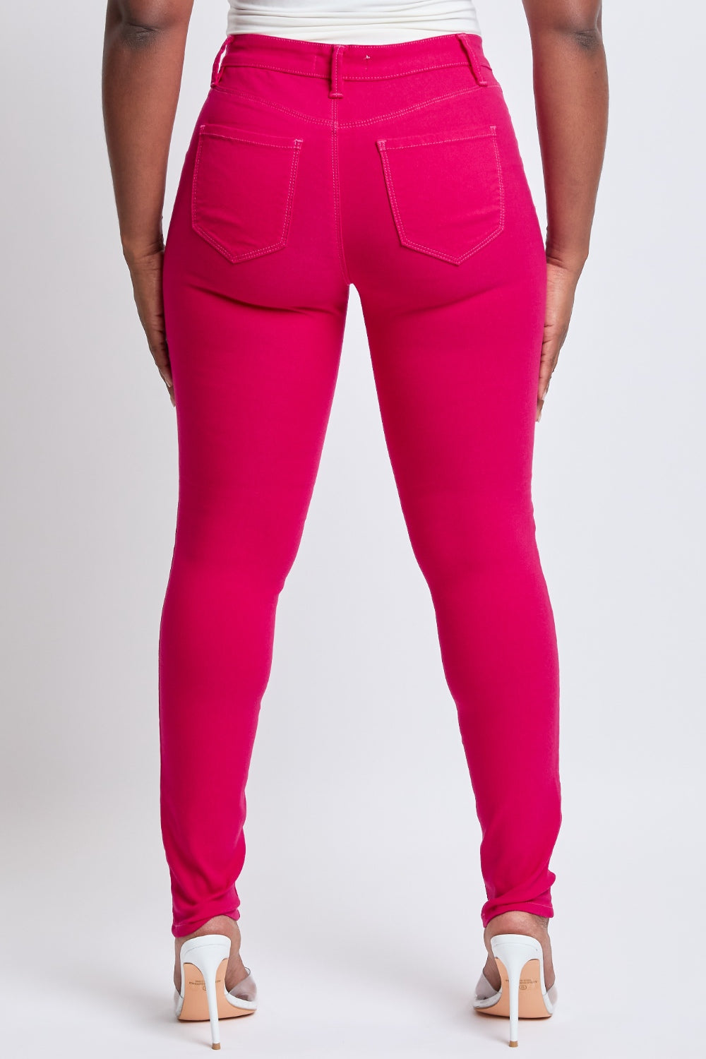 Womens Pink Mid-Rise Skinny Jeans