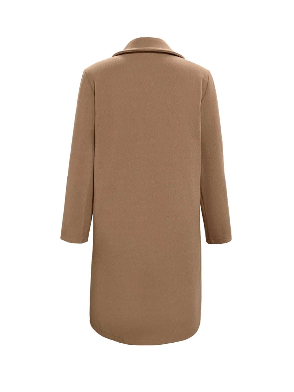 Womens Camel Button Up Long Sleeve Coat