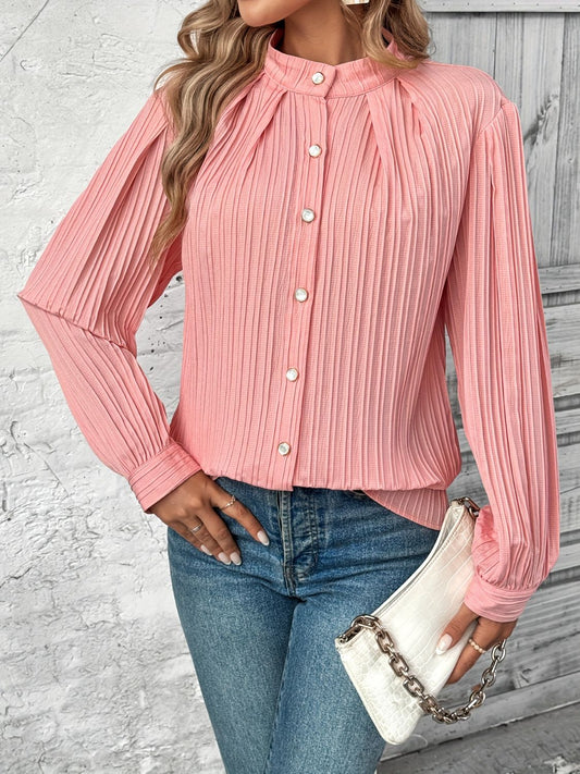 Button Down Mock Long Sleeve Shirt