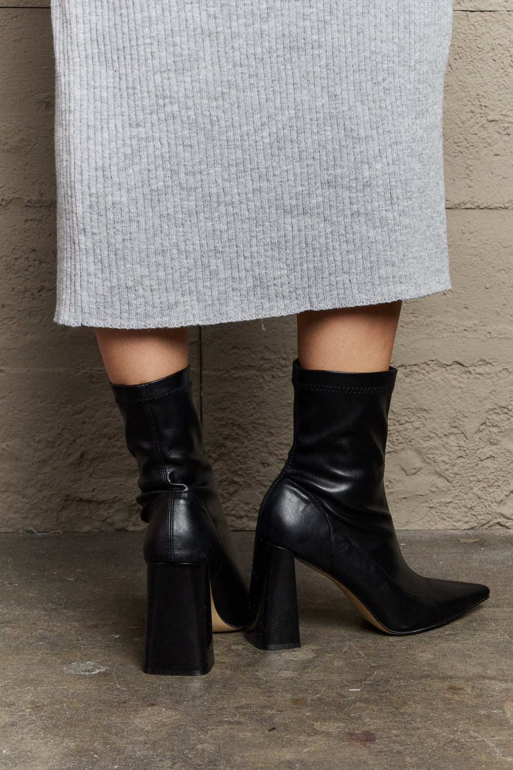 Womens Block Heel Sock Boots