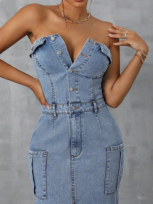 Womens Denim Tube Dress