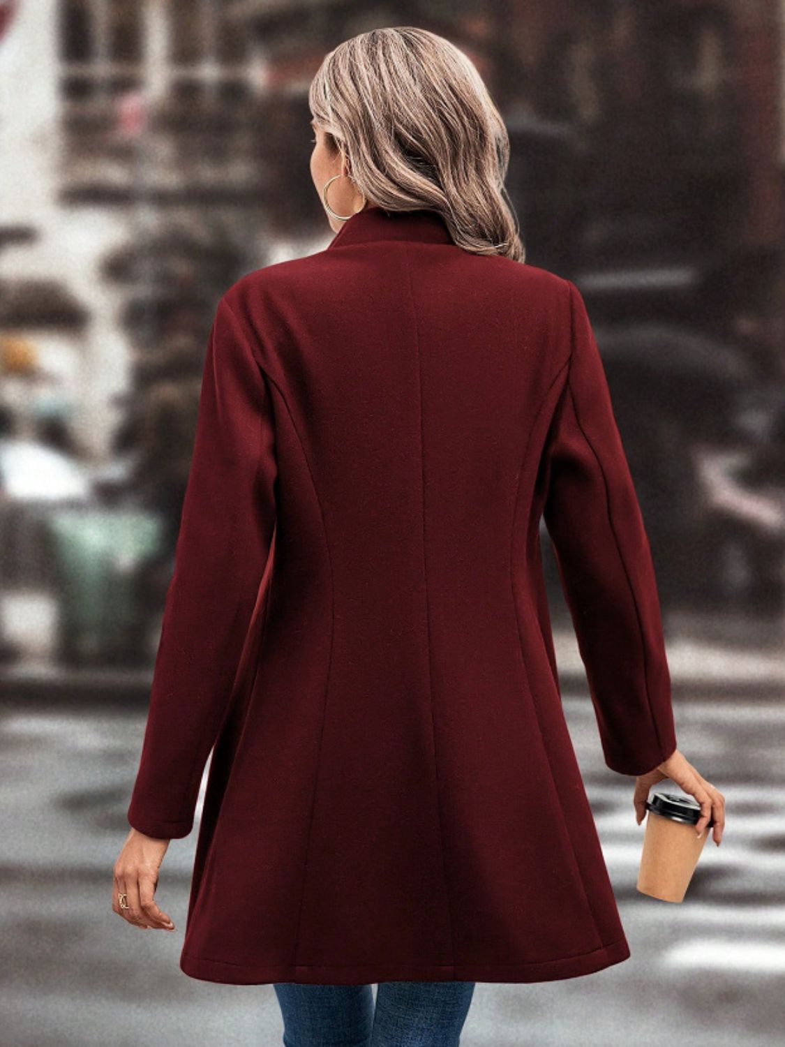 Womens Button Up Long Sleeve Coat