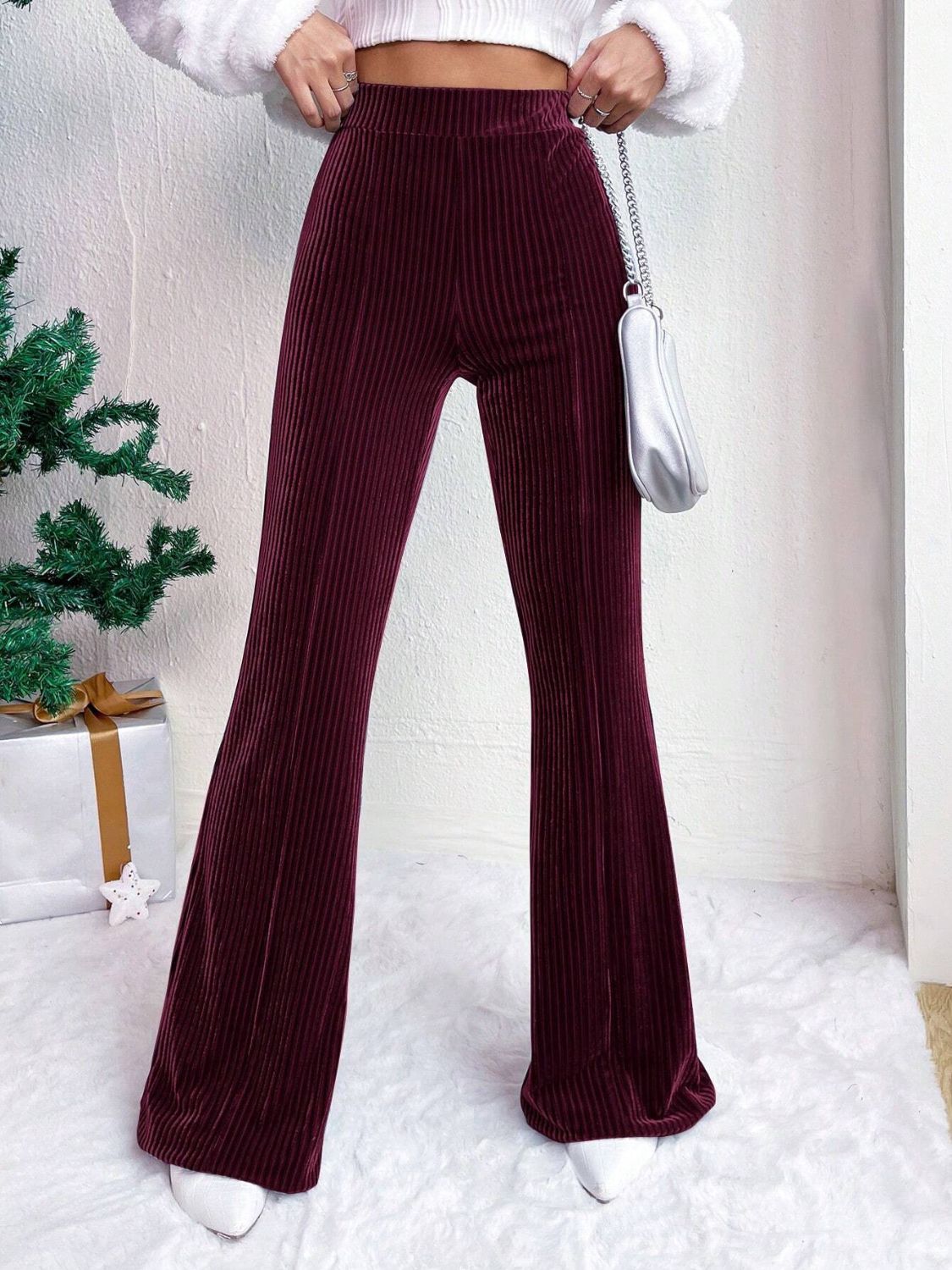 Womens High Waist Flare Pants