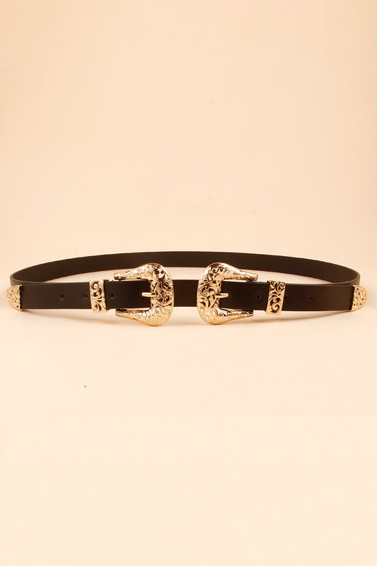 Double Buckle Leather Belt