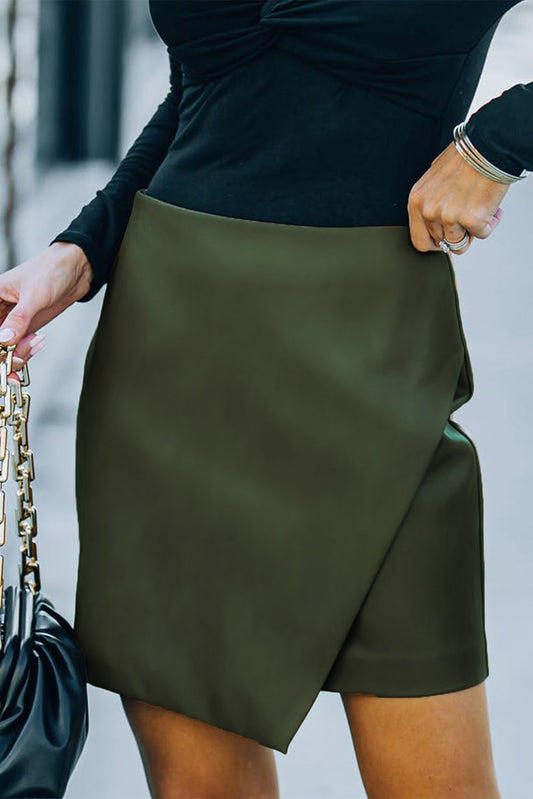 The Victoria Asymmetrical Leather Mini Skirt