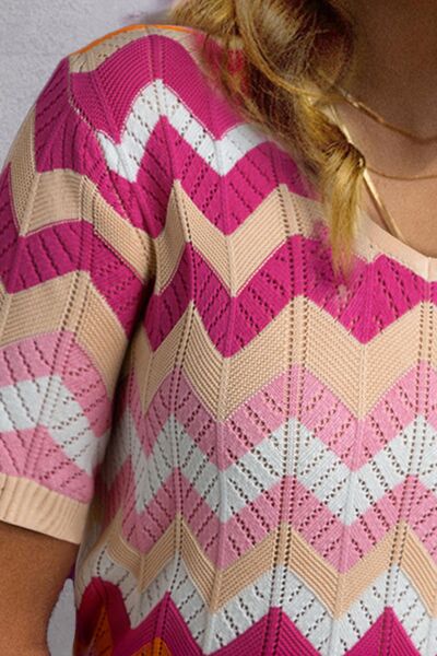 Grace Pink Contrast Short Sleeve Top