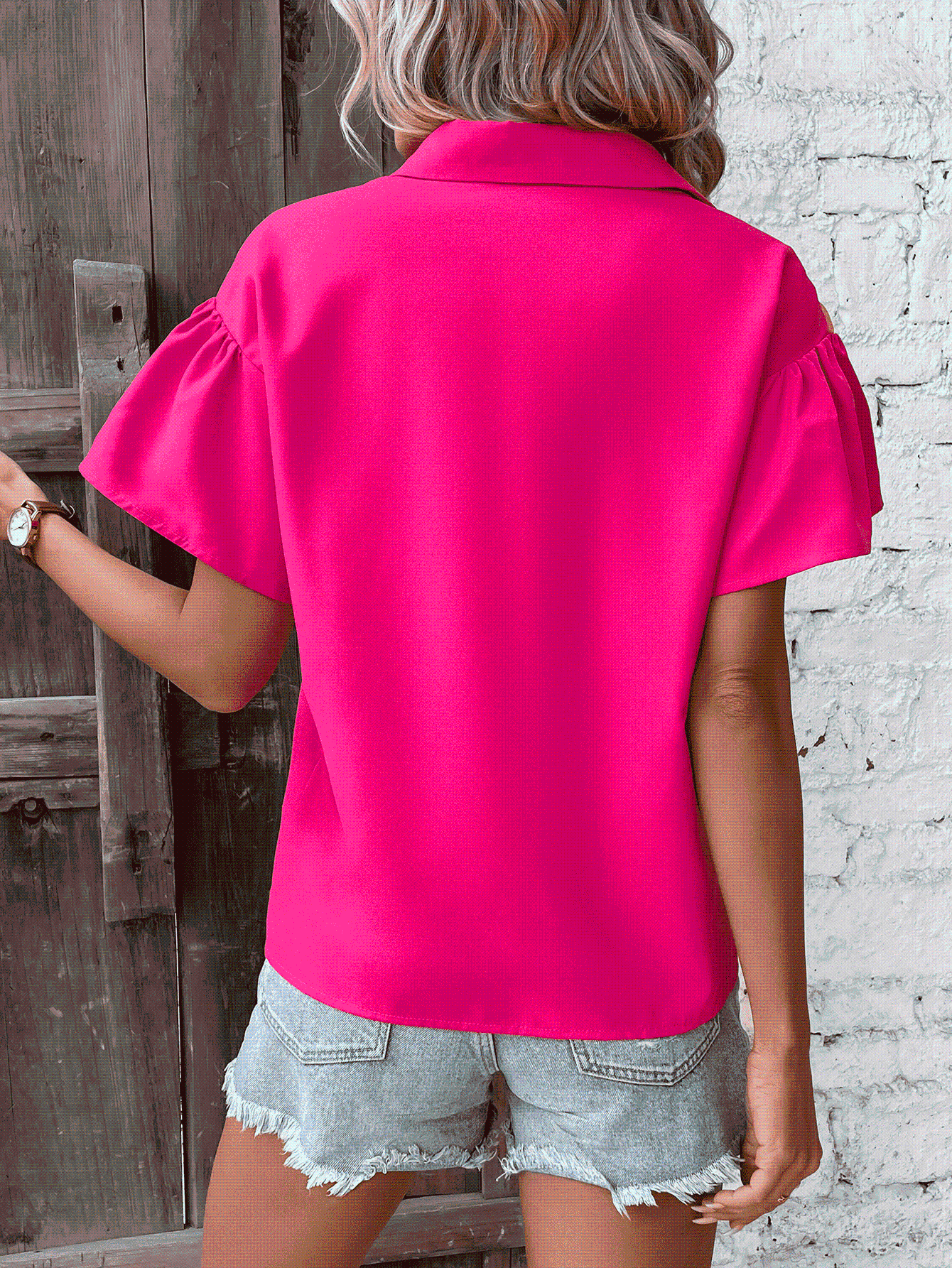 Pink Orange Contrast Short Sleeve Shirt - Shop SWR Luxe