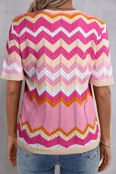 Grace Pink Contrast Short Sleeve Top