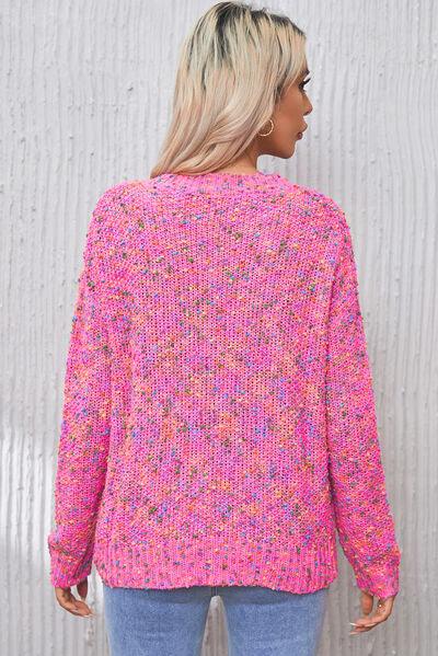 V-Neck Sprinkled Dropped Shoulder Sweater - Shop SWR Luxe