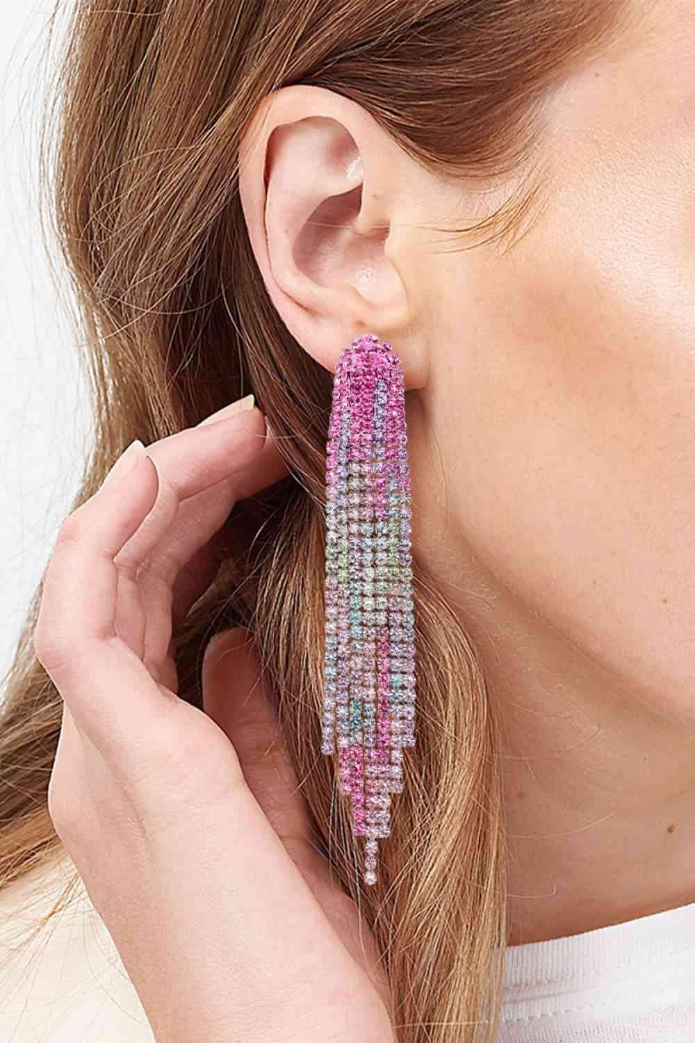 SL Rhinestone Fringed Earrings - Shop SWR Luxe