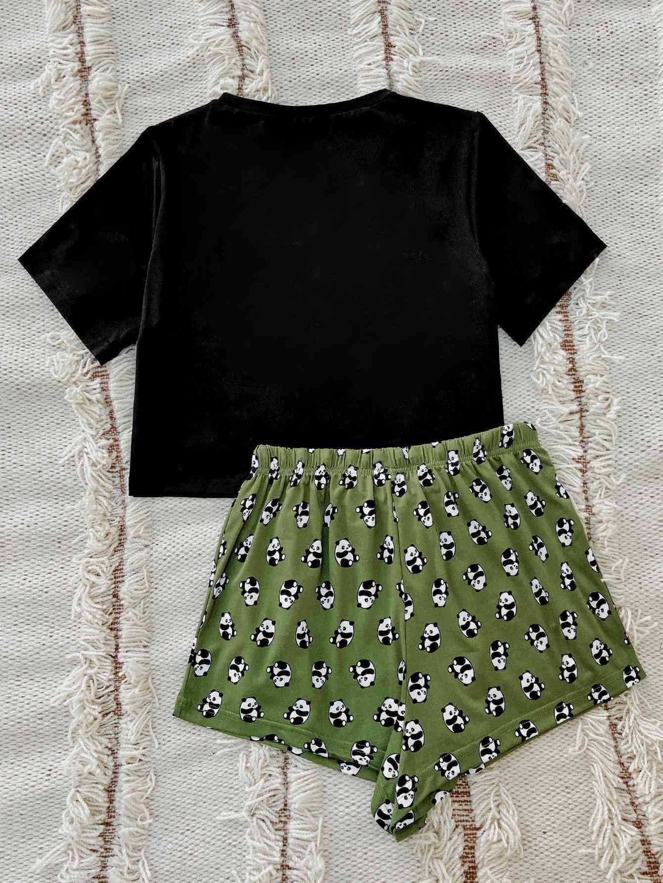 Friyay Graphic Tee and Panda Print Shorts Lounge Set - Shop SWR Luxe