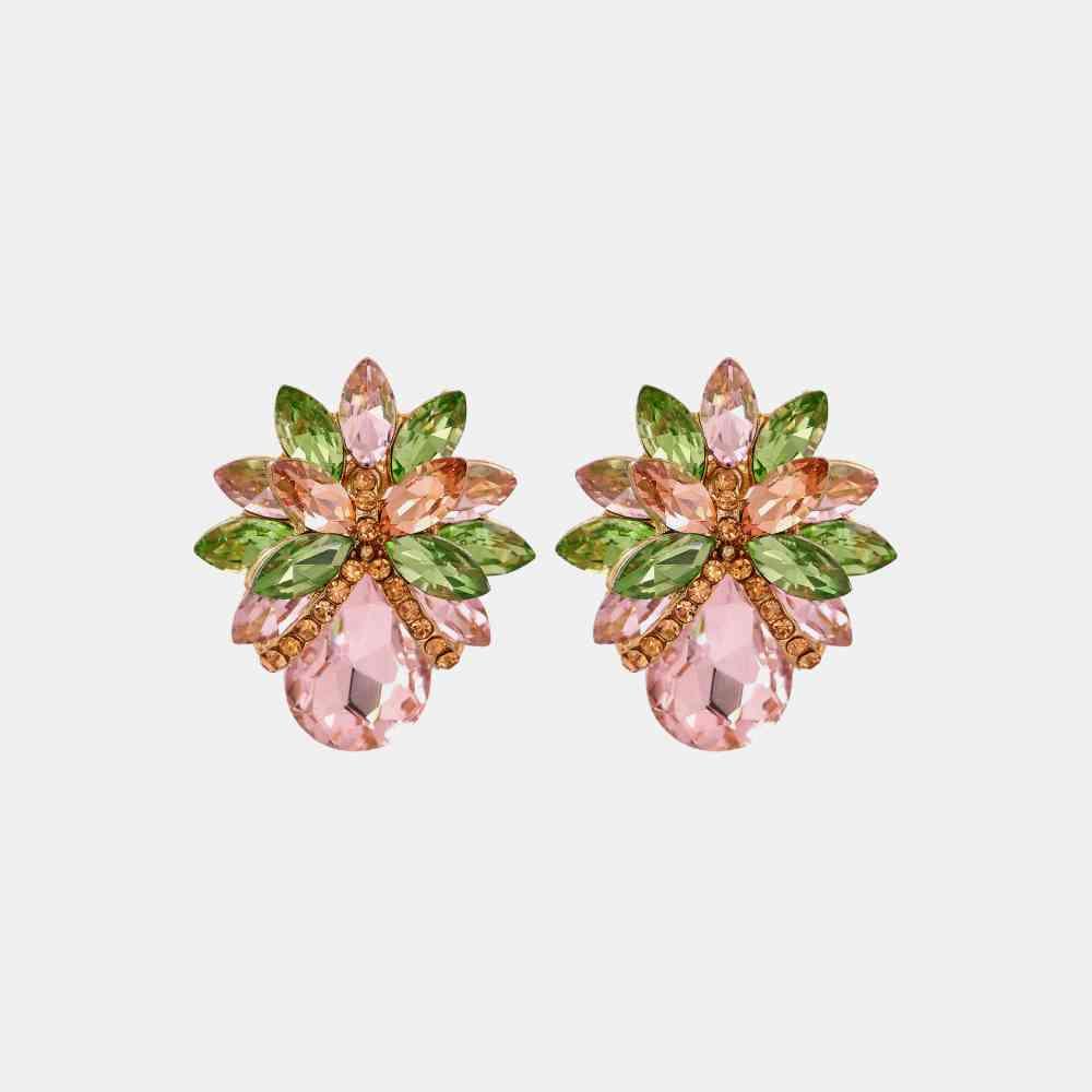 Glass Stone Flower Stud Earrings - Shop SWR Luxe