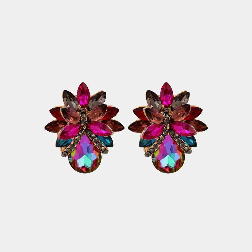 Glass Stone Flower Stud Earrings - Shop SWR Luxe