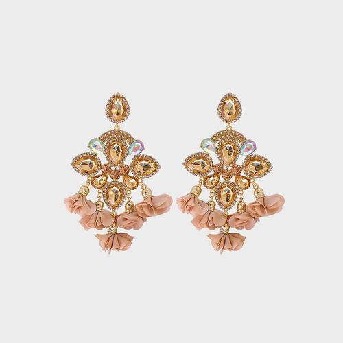 Flower Shape Rhinestone Alloy Dangle Earrings - Shop SWR Luxe