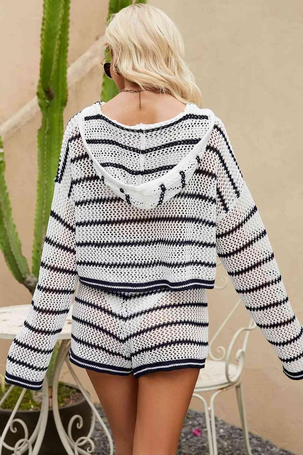 JW Striped Knit Hoodie and Shorts Set - Shop SWR Luxe