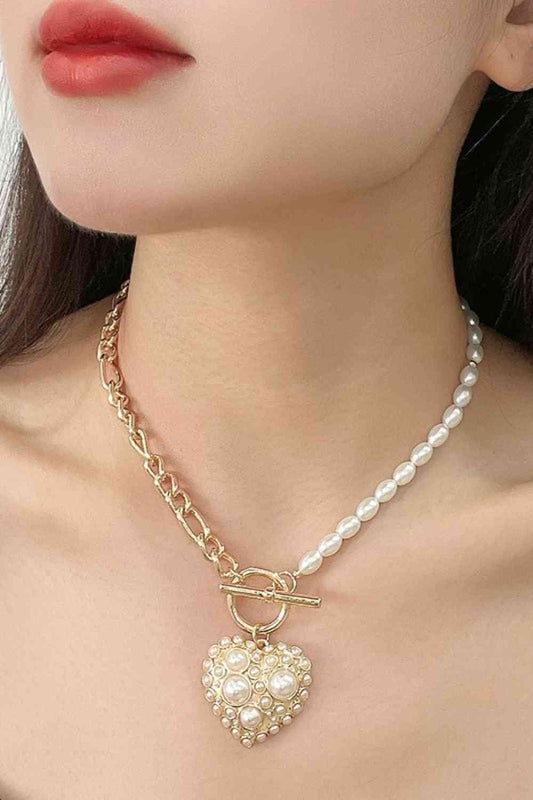 Heart Pendant Pearl Necklace - Shop SWR Luxe