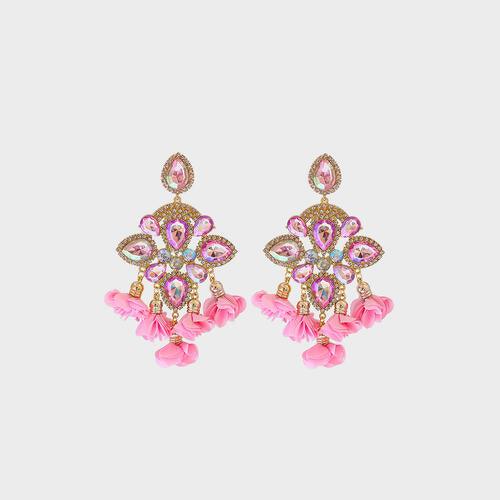 Flower Shape Rhinestone Alloy Dangle Earrings - Shop SWR Luxe