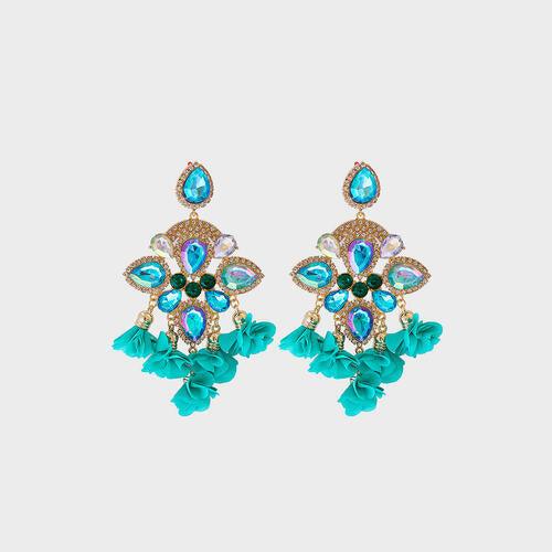 Flower Shape Rhinestone Alloy Dangle Earrings - Shop SWR Luxe