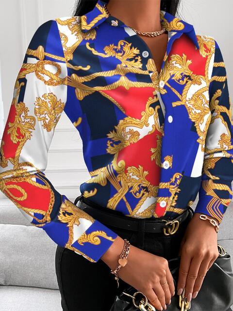 JW Luxe Collared Neck Long Sleeve Shirt - Shop SWR Luxe