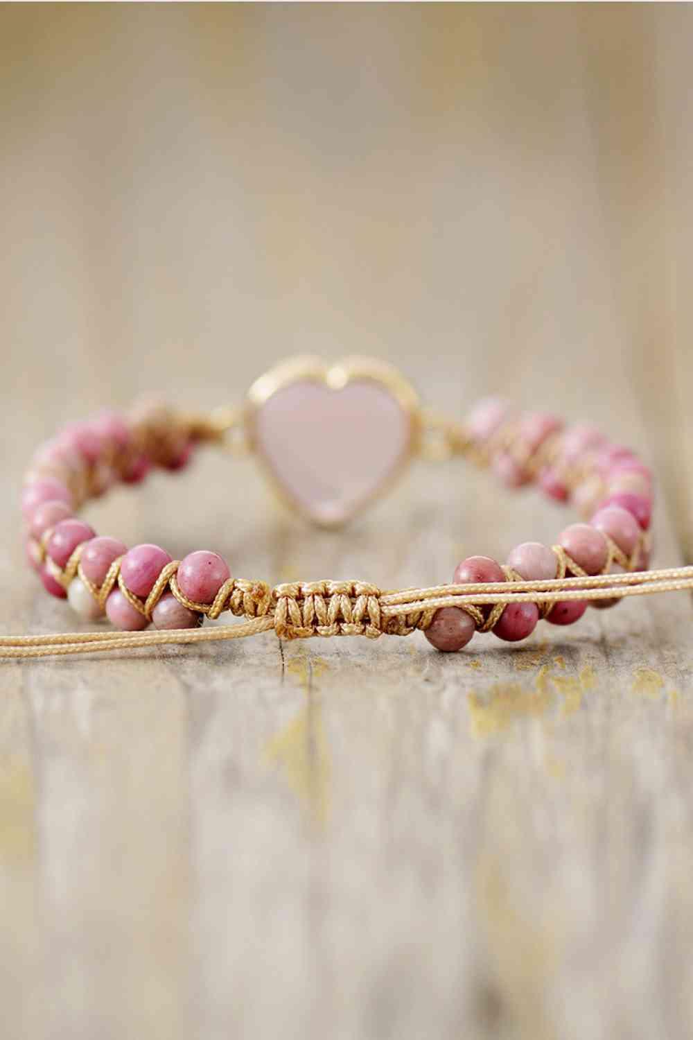 Pink Rose Quartz Heart Beaded Bracelet - Shop SWR Luxe